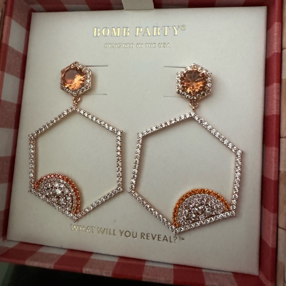 Bomb Party Market Fresh Sparkling Slice Earrings Rose Gold Plating